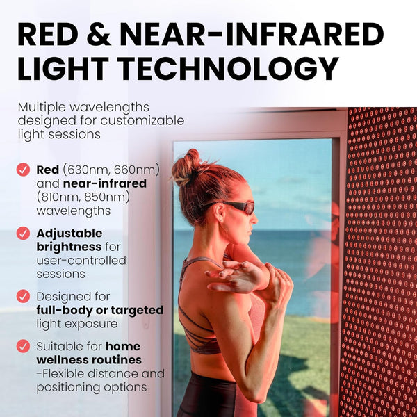 Red Light Therapy Panel Built for Full Body Coverage, 630nm-850nm Wavelengths, 300 Quad Chip LEDs, Touchscreen Control