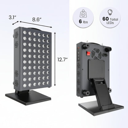 Red Light Therapy Panel Device – 660Nm Red & 850Nm near Infrared Light Therapy, LED Light Therapy Lamp, 60 Dual Chip Leds, Timer, Table Top Stand Included – PRO300