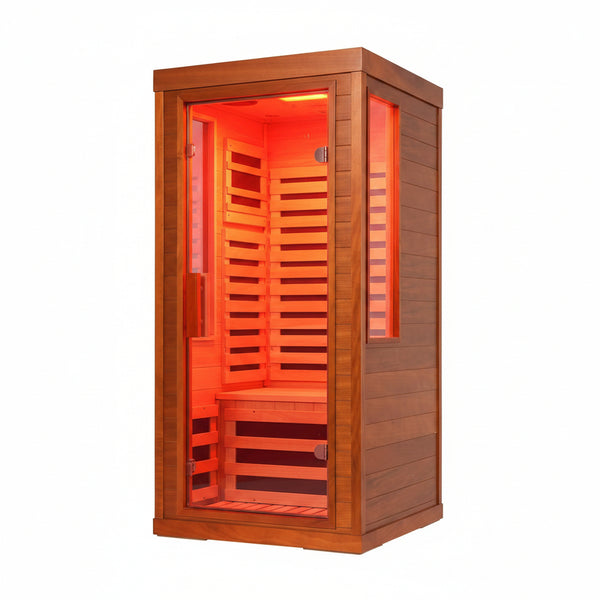 Infrared Sauna Built to Support Recovery, 660nm Red Light Therapy, Canadian Hemlock, 7 Carbon Fiber Heaters
