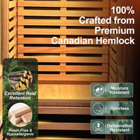 Infrared Sauna with Fda-Certified Red Light Therapy 660Nm & 850Nm | Full Spectrum, Ultra Low EMF, Fast Heat-Up, Canadian Hemlock, 7 PCS Carbon Fiber Heaters, Easy Assembly, 1170W 110V