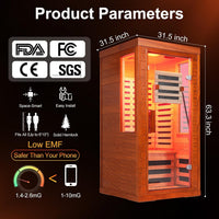 Infrared Sauna with Fda-Certified Red Light Therapy 660Nm & 850Nm | Full Spectrum, Ultra Low EMF, Fast Heat-Up, Canadian Hemlock, 7 PCS Carbon Fiber Heaters, Easy Assembly, 1170W 110V